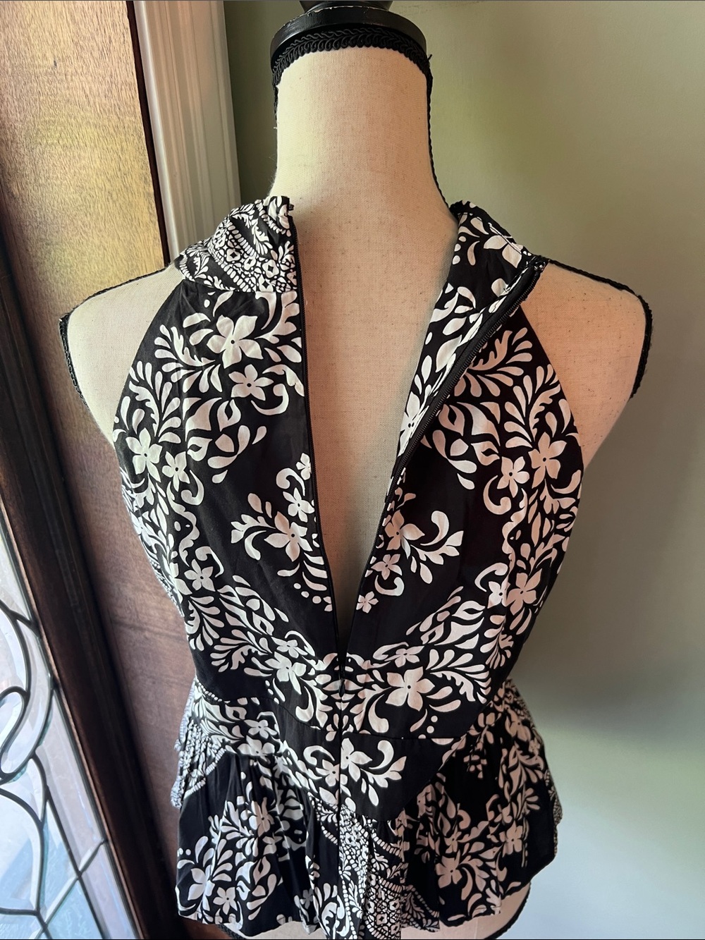 LOFT Black & White Floral Halter Peplum Top - Picture 10 of 12